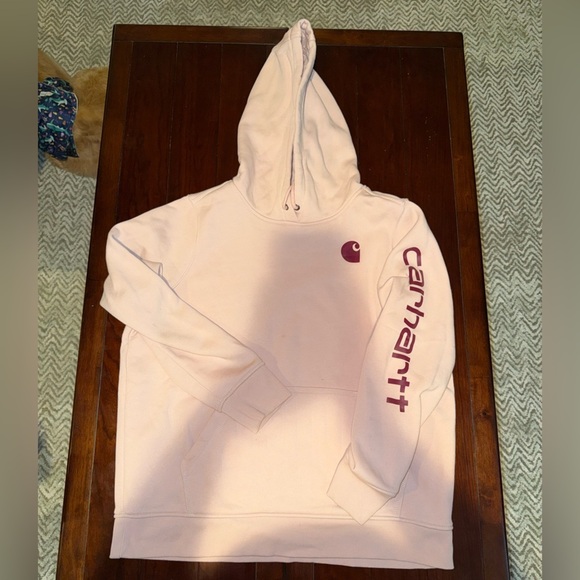 Carhartt Sweaters - Carhartt Light Pink Relaxed Fit Hoodie women’s XL